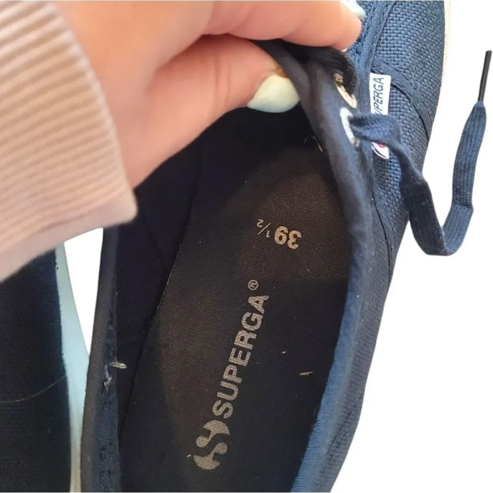 Superga Men's Navy Blue Platform Sneakers Size 7